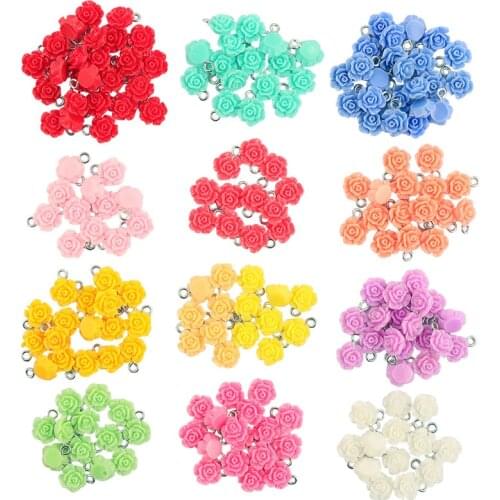 50pcs/lot Beautiful Mixed Charm Colorful Resin Charms Pendants DIY Bracelet Keychain For Jewelry Making Accessories Gift