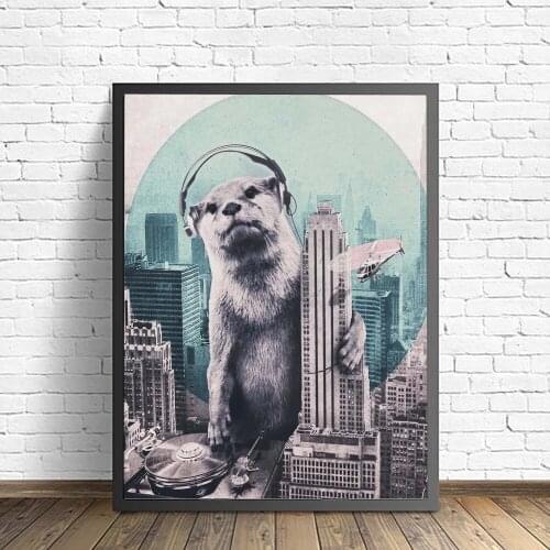 5D DIY Full Round/Square Diamond Painting DJ Otter Embraces City 3D Embroidery Cross Stitch Rhinestone Mosaic Home Decor Art