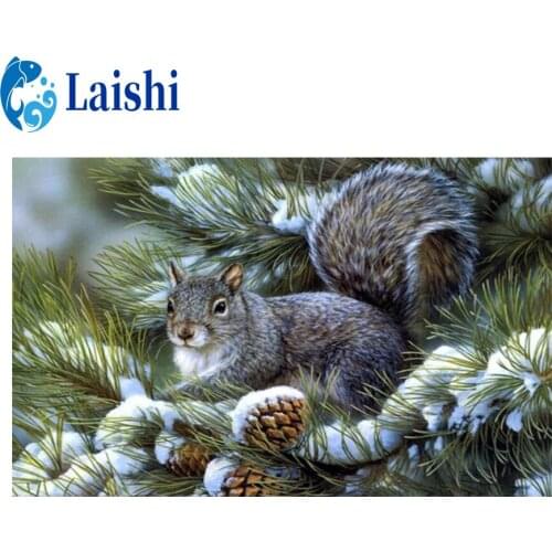 5D DIY Diamond Painting Squirrel pine tree snow Cross Stitch Kits Embroidery Full Mosaic Rhinestone Craft Lovers for Home Decor