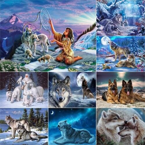 Diamond Painting Wolf 5D DIY Full Kits Square/Round Drill Mosaic Home Decor Mural Animal Picture on The Wall Art Cross Stitch