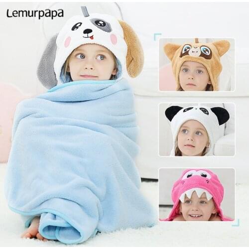 Newborn Baby Bath Towel Hooded Bathrobe Soft Infant Blanket Cute Panda Dog Dinosaur Baby Towels Blanket Sleeping Blankets