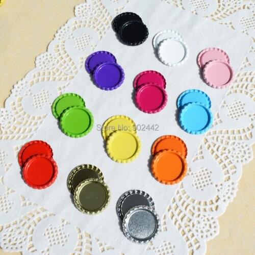 Free Shipping 2000 pcs/lot Flattened Both Side Colored Bottle Caps for Jewelry Accessories Without Hole, 12 Colors can be Chosen