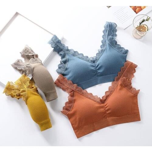 New Seamless Lace Women Bra Thickened Pad Lace Bra Push Up Wire Free Bra Top Brallete