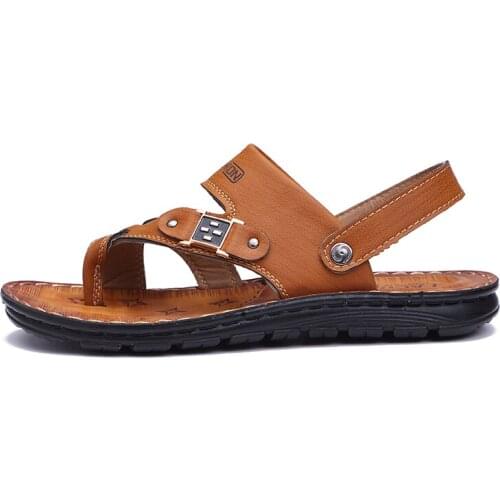 De beach sandals for sandles slide shoes rasteira men cuero sandale leather outdoor para 2020 da roman herren masculina sandal