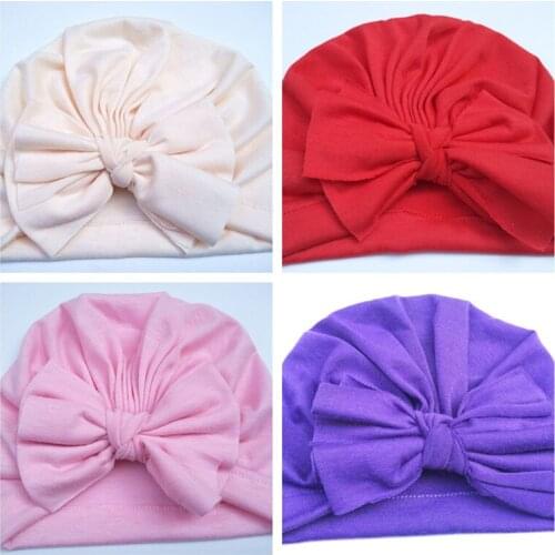 Baby Girl Bowknot Hat Soft Cotton Newborn Baby Accessories Turban Spring Summer Autumn Infant Toddler Kids bonnet Beanie Cap