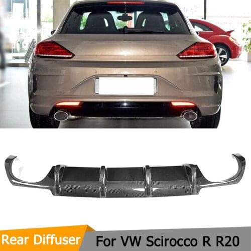 Rear Bumper Lip for Volkswagen Scirocco R R20 Bumper 2015 - 2018 Carbon Fiber Diffuser Apron Splitter car protector