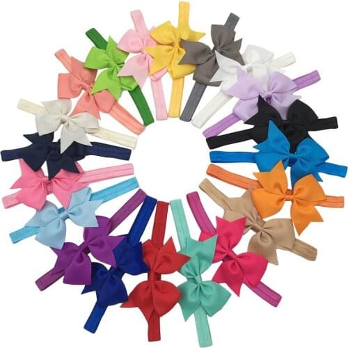 XIMA 20pcs/lot Elastic Headbands Soft Headband With 3.5" Grosgrain Ribbon Hair Bows Hairband Kids Hair Accessories