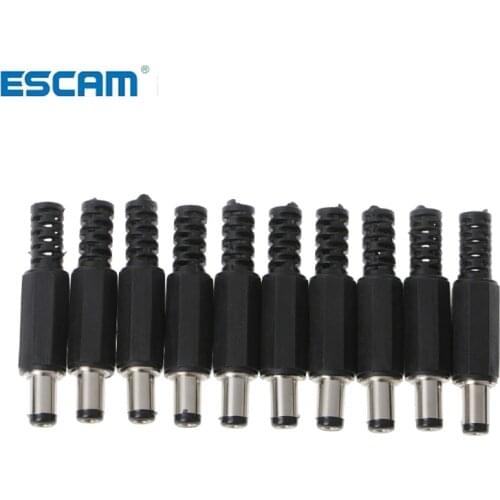 ESCAM 10 Pcs 5.5x2.5mm 5.5x2.1mm Male DC In-Line Plug Socket Jack Connector Adapter Plastic Cover