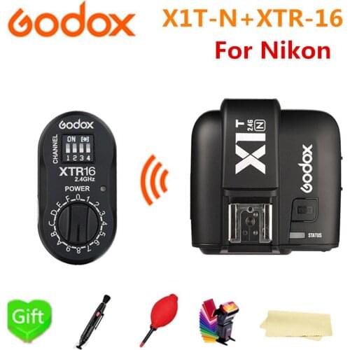 Godox X1T-N Wireless TTL HSS Transmitter X1TN Tigger + XTR-16 Wireless 2.4G Power Control Flash for NIKON AD180 AD360 AD360II