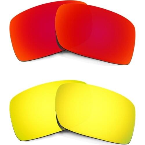 HKUCO For Gascan Sunglasses Polarized Replacement Lenses Red/24K Gold 2 Pairs