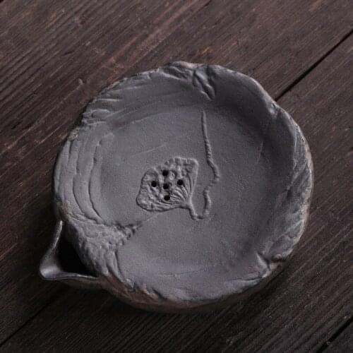 Creative Storage Kettle Bearing Manual Stoneware Hu Dian Retro Ceramic Kung Fu Tea Gilded Dry-Bulb Tea Table Serving Trays