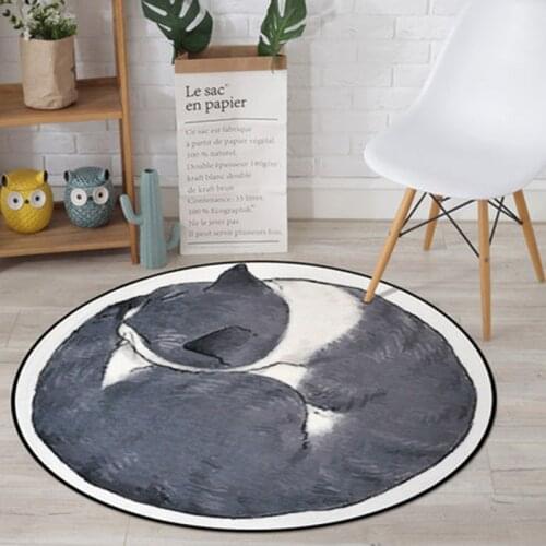 Round Carpet Childrens Bedroom Room Floor Mats Alfombra Salón Home Computer Chair Rug 카페트 коврик для ванной Fashion Cartoon Cat