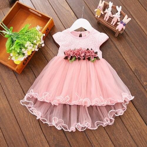Summer Baby Girl Floral Princess Dress Infant Girls Sleeveless Mesh Round Neck Tutu Dresseses