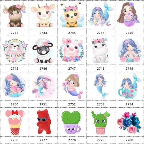 30 Pcs Planar Resin Cartoon Series for Flower Animal Mermaid Love Pig for Crafts Jewelry Making Birthday Girl DIY Accessory