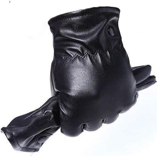 Men & Women Leather Black Gloves for Phone Touchscreen Flexible Inner Velet Windproof Waterproof Warm Thermal Glove Mittens