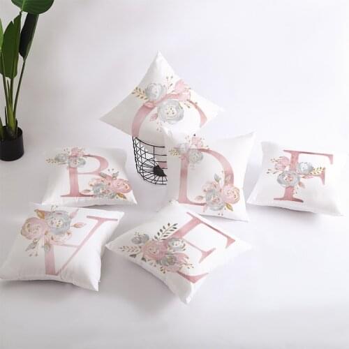 Pink Letter Plush Cushion Cover Decorative Pillow Covers 45*45cm Pillowcase Sofa Home Decor for Sofa Bedroom Car Alphabet