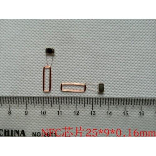 NFC chip antenna tags NFC tag 203/213 chips COB and coil RFID IC ISO14443A tag 25*9*0.16mm