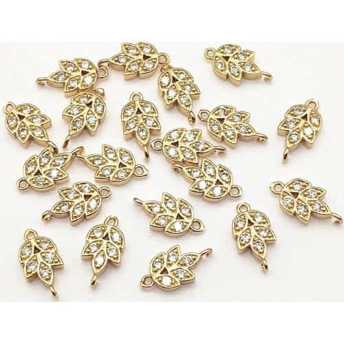 New arrival! 14x7mm 100pcs Cubic Zirconia Leaf Connectors for Handmade Necklace Earring DIY Parts Jewelry Findings & Components