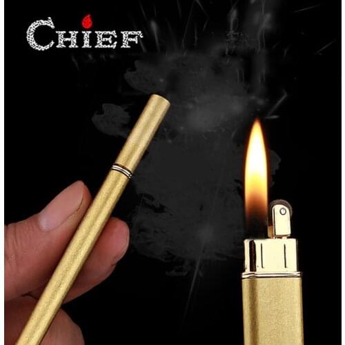 Original copper kerosene lighter Small ultra thin mini portable open fire retro grinding wheel kerosene cigarette lighter