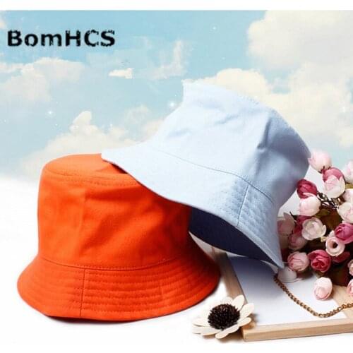 BomHCS Fashion Childrens Summer Spring Cotton Bucket Hat Boys Girls Solid Color Caps 17MZ39F2