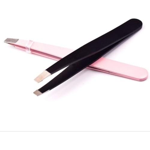 Stainless Steel Slant Tip Eyebrow Tweezers tools nail eyelash tweezers Hair Removal eyebrow pliers clip pinzas cejas depilar