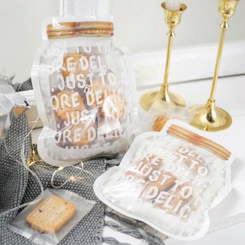 Jar shape plastic bag Chocolate Biscuit Baking Candy Package Birthday Party Decorations Transparent Ziplock bag упаковка 50pcs