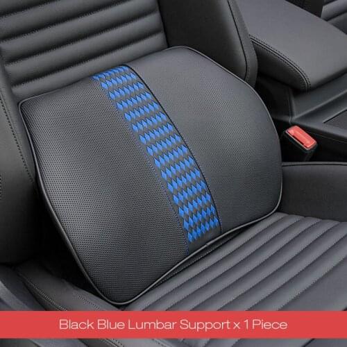 LOEN Leather Car Seat Support Cover Lumbar Back Rest Cushion Memory Foam Car Seat and Office Chair Lumbar Support Neck Pillow