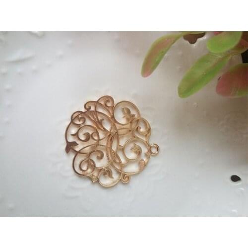 5 pcs/lot Fancy circle Metal Frame Pendant Gold Charm Bezel Setting Cabochon Setting UV Resin Charm