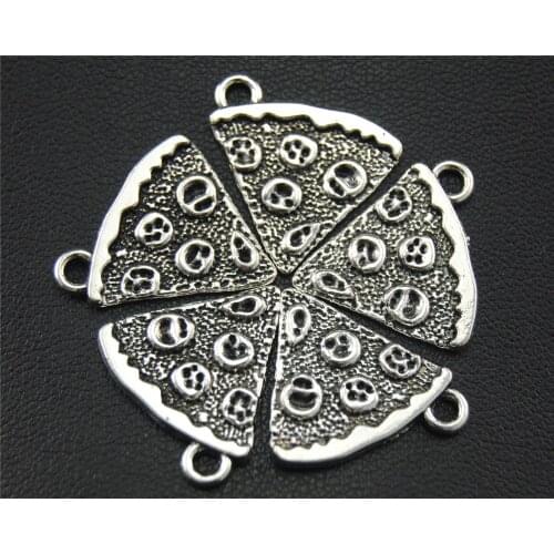 20pcs Silver Color Pizza Charm Pendant DIY Necklace Bracelet Bangle Findings 16x18mm A1726
