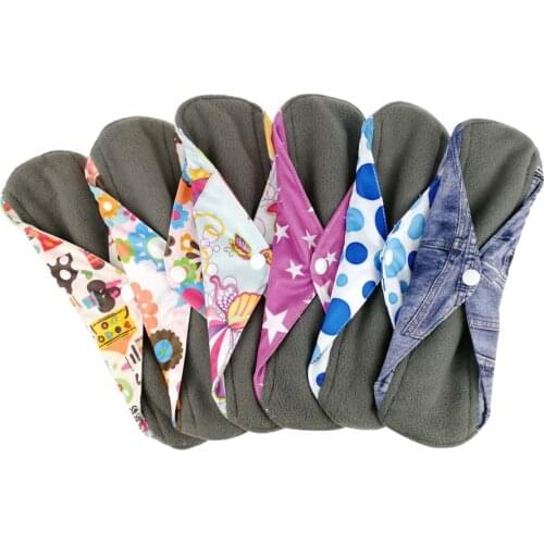 [usurpon] 2pcs Promotion Reusable Woman Cotton Menstrual Pad Waterproof Sanitary Cloth Pads Charcoal Inner Lady Panty Liner