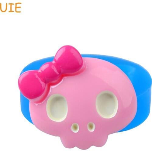 PYL709U 38.2mm Halloween Skull with Bowknot Silicone Mold - for Cake Decoration Craft, Fondant, Resin Jewelry, Scrapbooking Wax