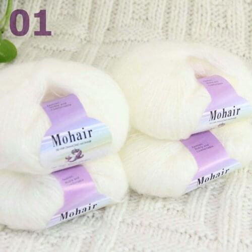 Sale New 4BallsX25g Luxury Soft Mohair Warm Wrap Shawl Hand Knit Crochet Yarn 291-01-4 Off White