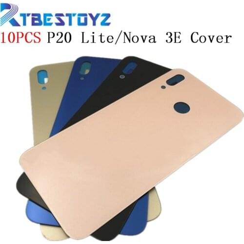 RTBESTOYZ 10PCS Nova 3e P20 Lite Back Battery Cover Rear Door Housing Case Glass Panel Replacement For Huawei P20 Lite Battery C