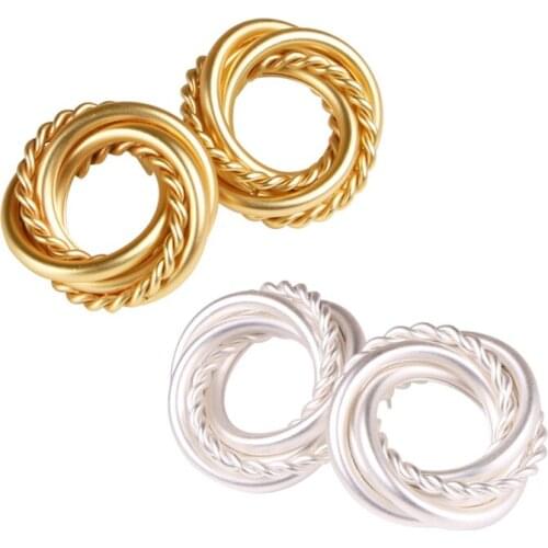 Matte Gold Silver color Stud Earrings for women round metal design by Korea Fashion jewelry 2020 Party daily