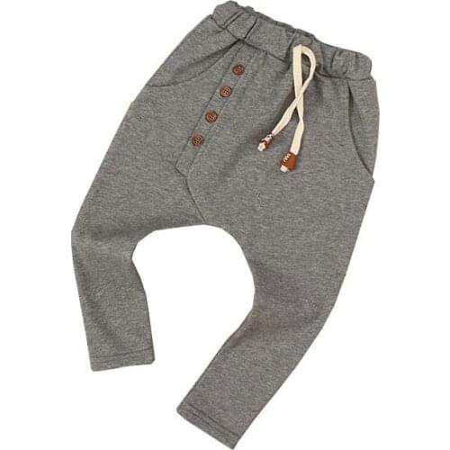 2020 Kids autumn clothes Girls trousers children pants for baby boys harem pants solid colors red blue grey green buttons