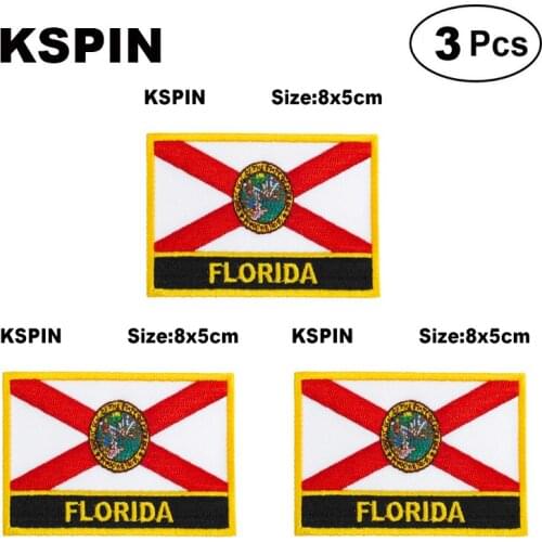U.S.A Florida Rectangular Shape Flag patches embroidered flag patches national flag patches for clothing DIY Decoration