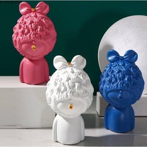 European Resin Figure Sculpture Crafts Black and White Character Boy and Girl Statuette Living Room Home Ornaments Birthday Gift