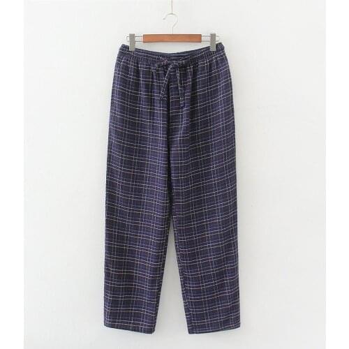 2021 Autumn Men 100% Polish cotton sleep bottoms Male plus size nighty trousers Men Casual loosen Plaid pajama pants XXL 100KGS