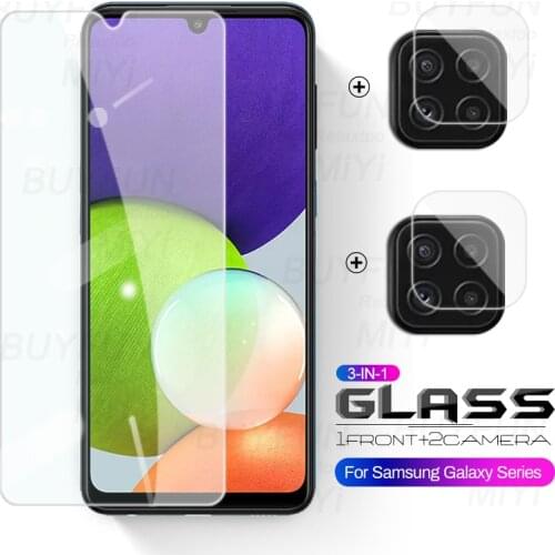 3-in-1 camera lens protectors cover for samsung galaxy a22 sumsung a 02 12 22 32 42 52 72 2021 4g 5g screen tempered glass film