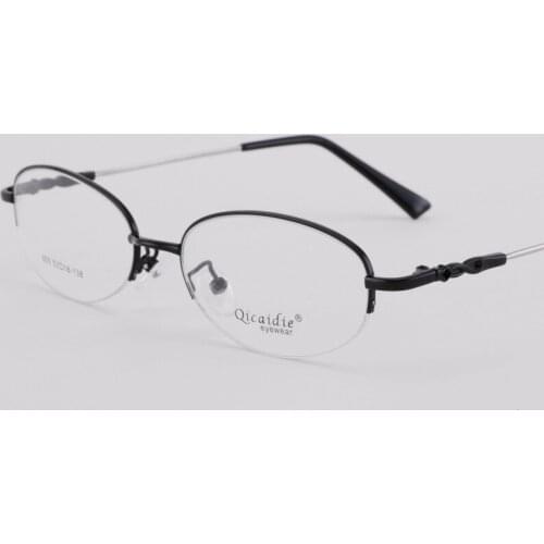 Womens Elegant Glasses, Womens Metal Memory Half-frame Frame Glasses Frame with Presbyopic Myopia Glasses Frame