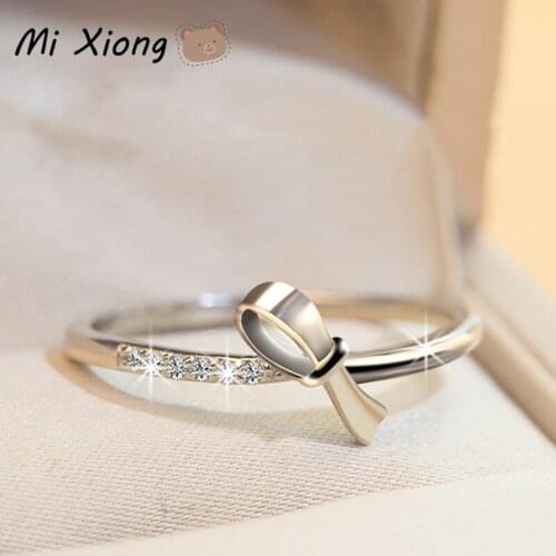 Mi Xiong butterfly rings for women 925 sterling silver original cute crystal bow knot luxury charm engagement brand fine jewelry