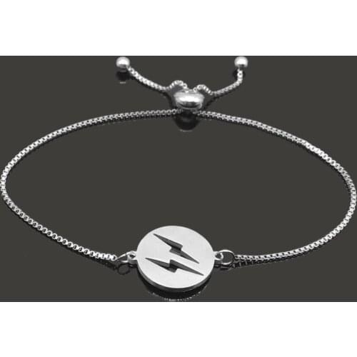 Flash Charm Slide Stainless Steel Bracelet Women Chain Wristband Jewelry