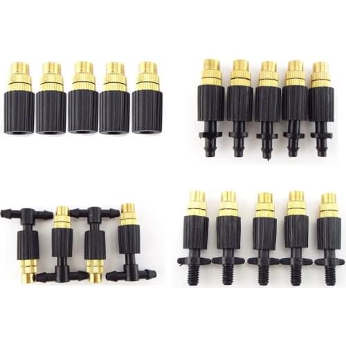 10pcs Micro Drip Irrigation Misting Brass Nozzle 4/7mm hose Garden watering Spray Cooling Parts Copper Sprinkler with Connector