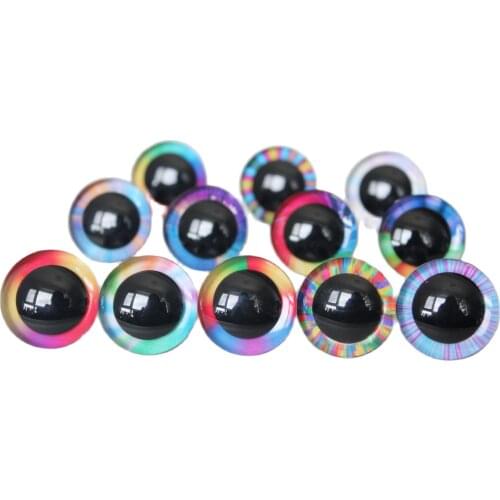 20pcs/lot new 9MM --35mm 3D rainbow colors toy safety eyes 3D Rainbow doll eyes + washer for diy plush doll--R12