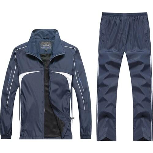 2020 Mens Running SetsJacket+Pant Sweat Suit Male Tracksuit Autumn Set Outwear Outdoor Sportswear Jogging Sport Suit stripe