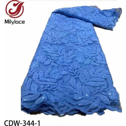 2021 High Quality Lace Embroidery Mesh Lace Fabric 5 Yards Sequin Laces for Nigerian Party CDW-344