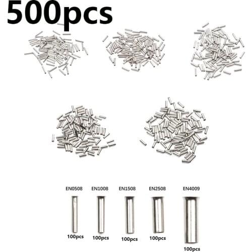 500Pcs/lot Copper Crimp Terminals 12-22AWG Insulated Copper Tube-shaped Bare Terminals Set Cord Pin End Wire Connector