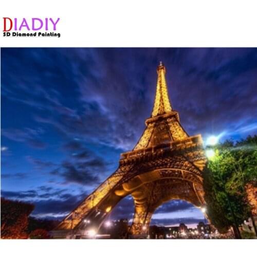 5D Round Diamond Painting Cross Stitch Eiffell Tower Scenery Full Square Diamond Mosaic Embroidery Paris Picture of Rhinestones