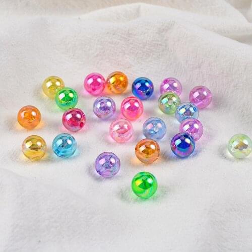 50/100Pcs 8-10mm Colorful Transparent ABS Beads Round Loose Spacer Beads For Jewelry Making DIY Bracelet Necklace Accessories