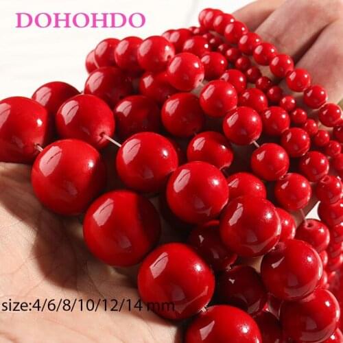 Wholesale Natural Stone Red Coral Beads Round Loose Beads 4mm 6mm 8mm 10mm 12mm 14mm For Jewelry Making Necklace DIY Bracelet